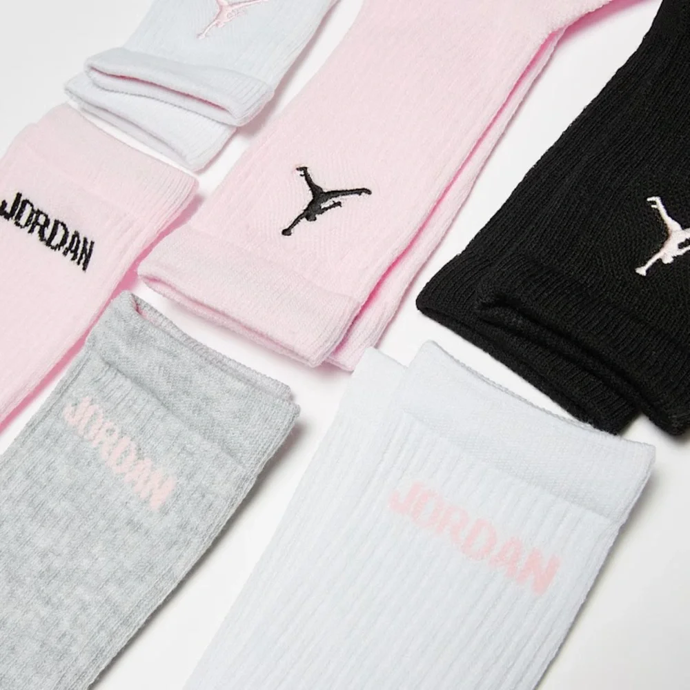 Air Jordan Dri-fit Cushioned Crew Socks 6 pack multicolor black pink white gray